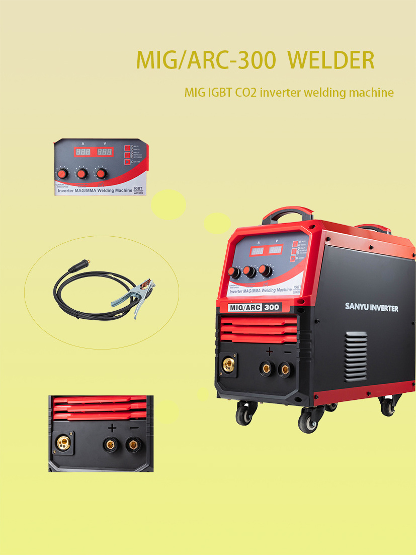 MIG welder MIG-300 IGBT CO2 inverter welding machine 3 phase 380V suitable for carbon steel and  alloy steel wire feeder inside