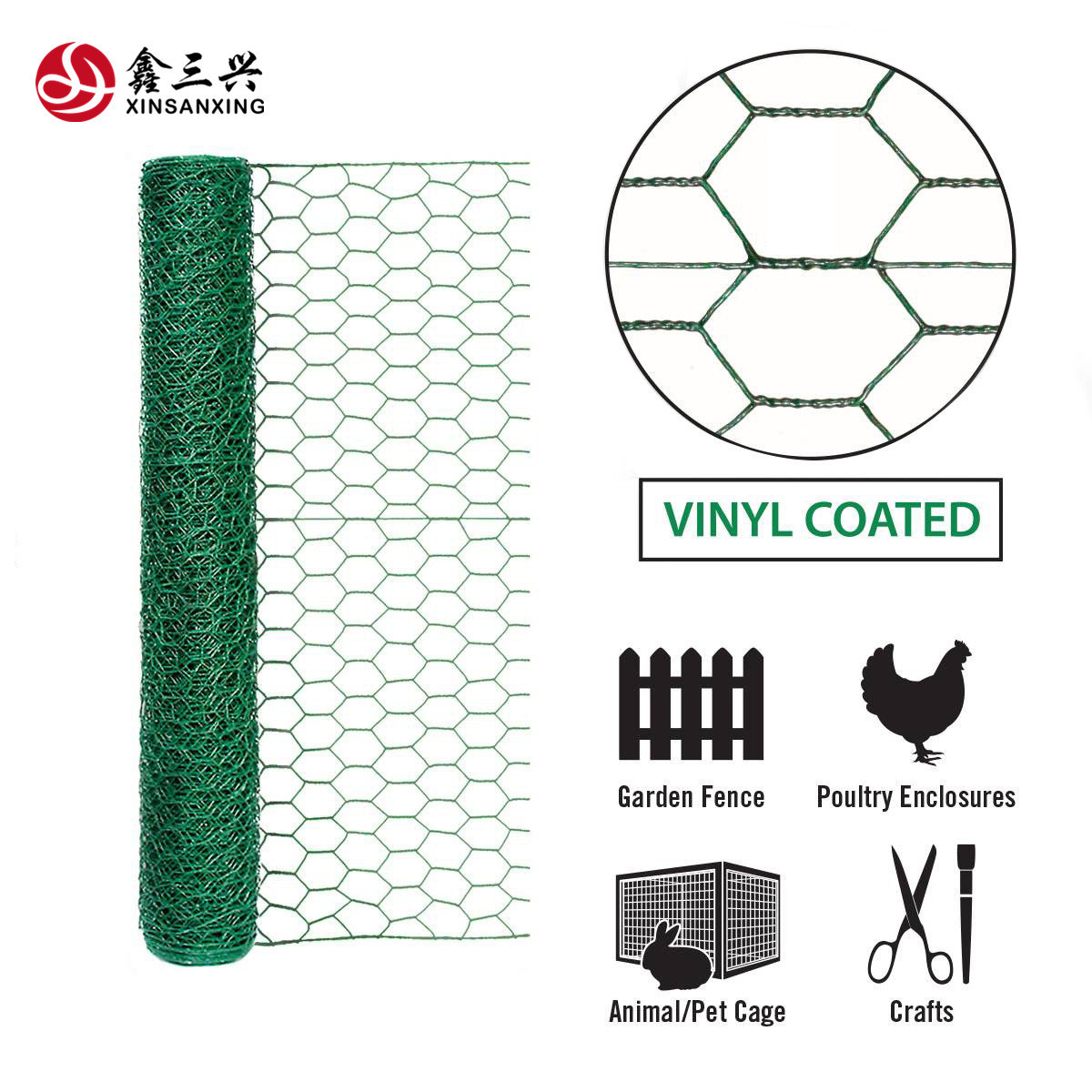 Green pvc-coated hexagonal mesh Rabbit Cage/PVC Coated Chicken Wire Netting