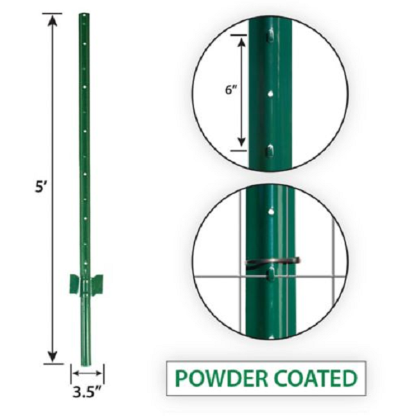 U Metal Fence Post Yard Link Garden Steel Stakes Powder Coated Green Post U shaped post