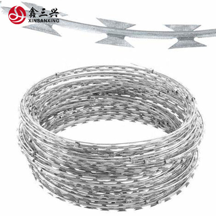 Galvanized BTO22 Barbed Wire Concertina 90cm Barbed Coils Razor Mesh Fence for Jamaica