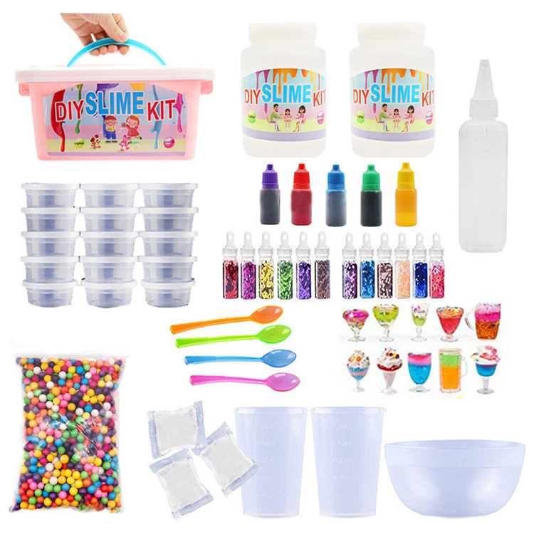 Supplier Wholesale Clear Adhesive Slime Activator Cloud Mud Fluffy Transparent Diy Slime Kit Color Box Kit De Slime