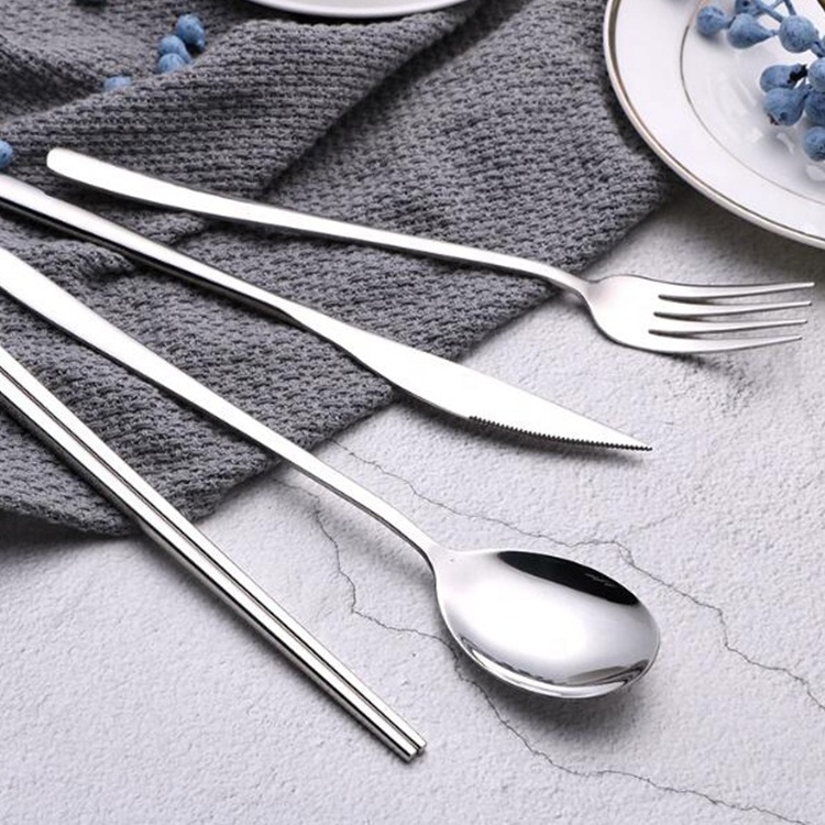 High Quality Luxury Black Matte Silver Stainless Steel Cutlery Knife Fork Spoon Set