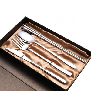 High Quality Luxury Black Matte Silver Stainless Steel Cutlery Knife Fork Spoon Set