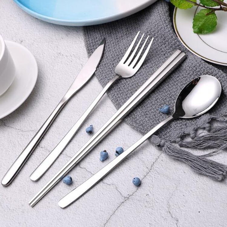 High Quality Luxury Black Matte Silver Stainless Steel Cutlery Knife Fork Spoon Set