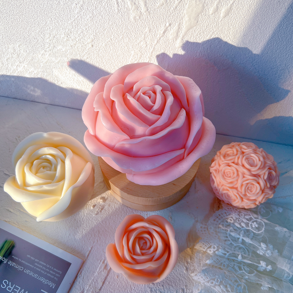 3 Sizes Rose Shaped Candle Mold Valentine's Day Gift idea Flower Rose Ball Silicone Mold Home Decor Anniversary Gift