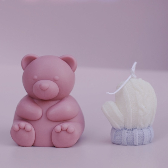 D69 DIY Vivid Scented Soy Wax Honey Bear Candles Cute Teddy Bear Candle Silicone Mold