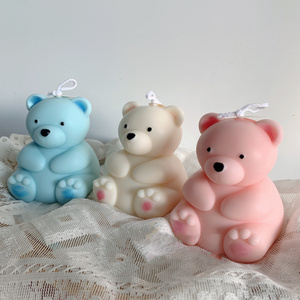 D69 DIY Vivid Scented Soy Wax Honey Bear Candles Cute Teddy Bear Candle Silicone Mold