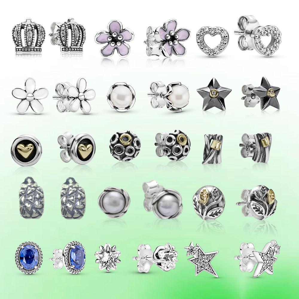 Best Selling Classics Design crown heart shaped daisy 925 Silver earring Jewelry Women Gift Wedding real 925 silver jewelry