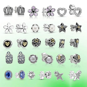 Best Selling Classics Design crown heart shaped daisy 925 Silver earring Jewelry Women Gift Wedding real 925 silver jewelry