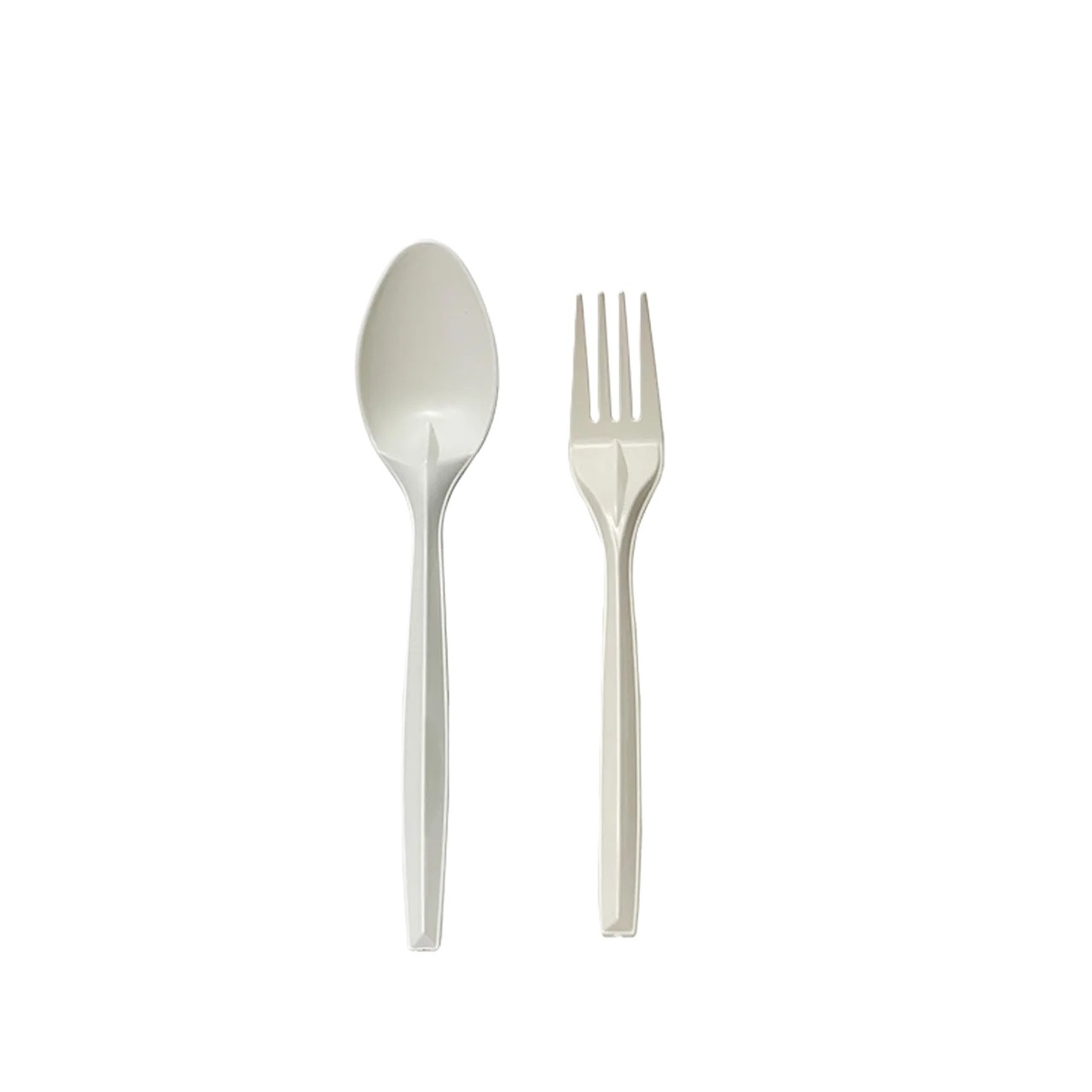 OEM Service Eco Friendly Biodegradable 7 Inch White Cornstarch Cutlery Disposable Spoon and Fork With Napkin 50sets