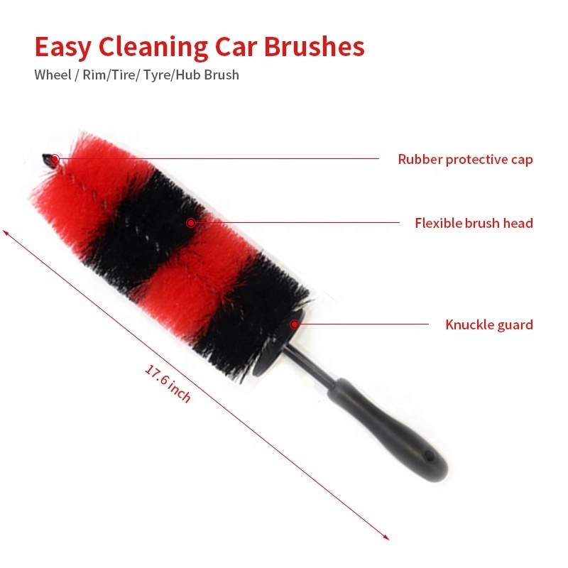 Chemical Guys Red Plastic Long Handle Car Wheel Details Washing Brushes Rims Tires Detailing Cleaning Brush For Car Care