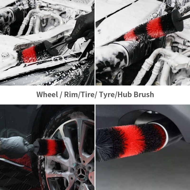 Chemical Guys Red Plastic Long Handle Car Wheel Details Washing Brushes Rims Tires Detailing Cleaning Brush For Car Care