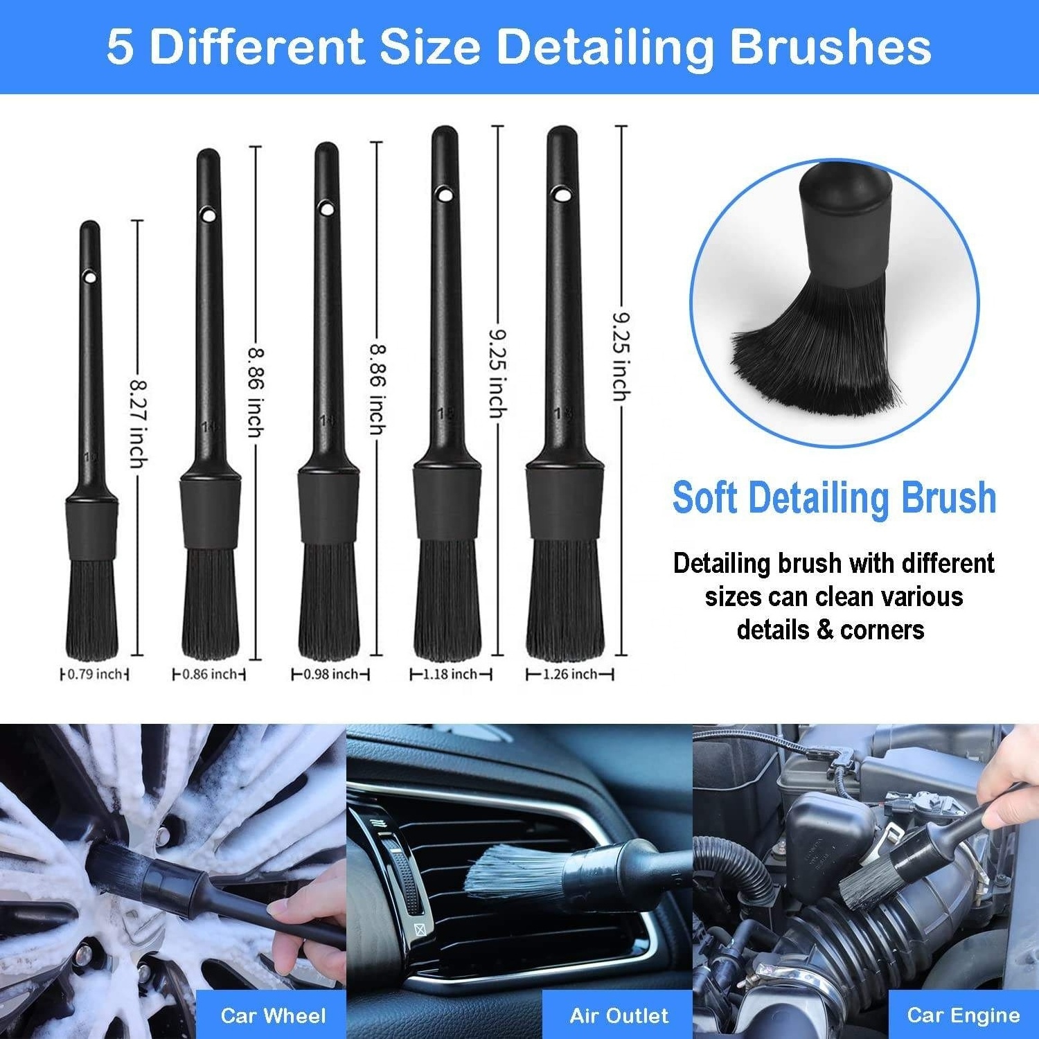 Hot Sales 26Pcs blue Car Detailing Brush Set Auto Washing Drill Brush Set Car Cleaning Tools Kit for car care amazon hot style