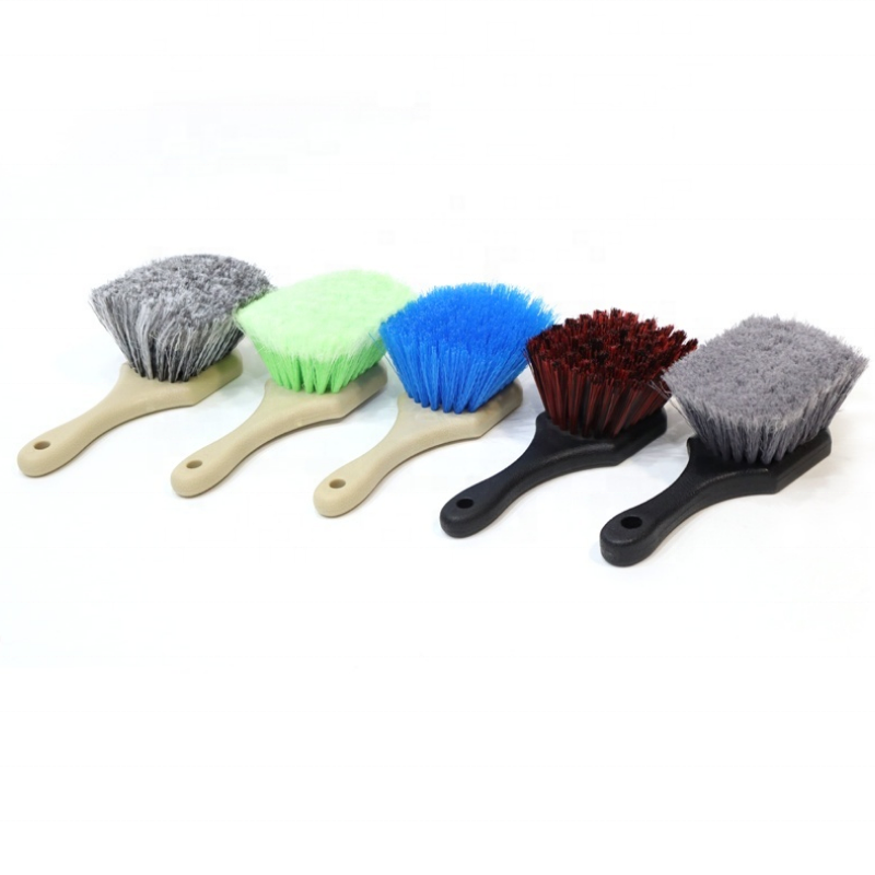 Multipurpose Microfiber Soft Bristle Car Wheel Rim Tire Cleaning Brush Auto Hub Tyre Detailing Wash Brushes With Short Handle