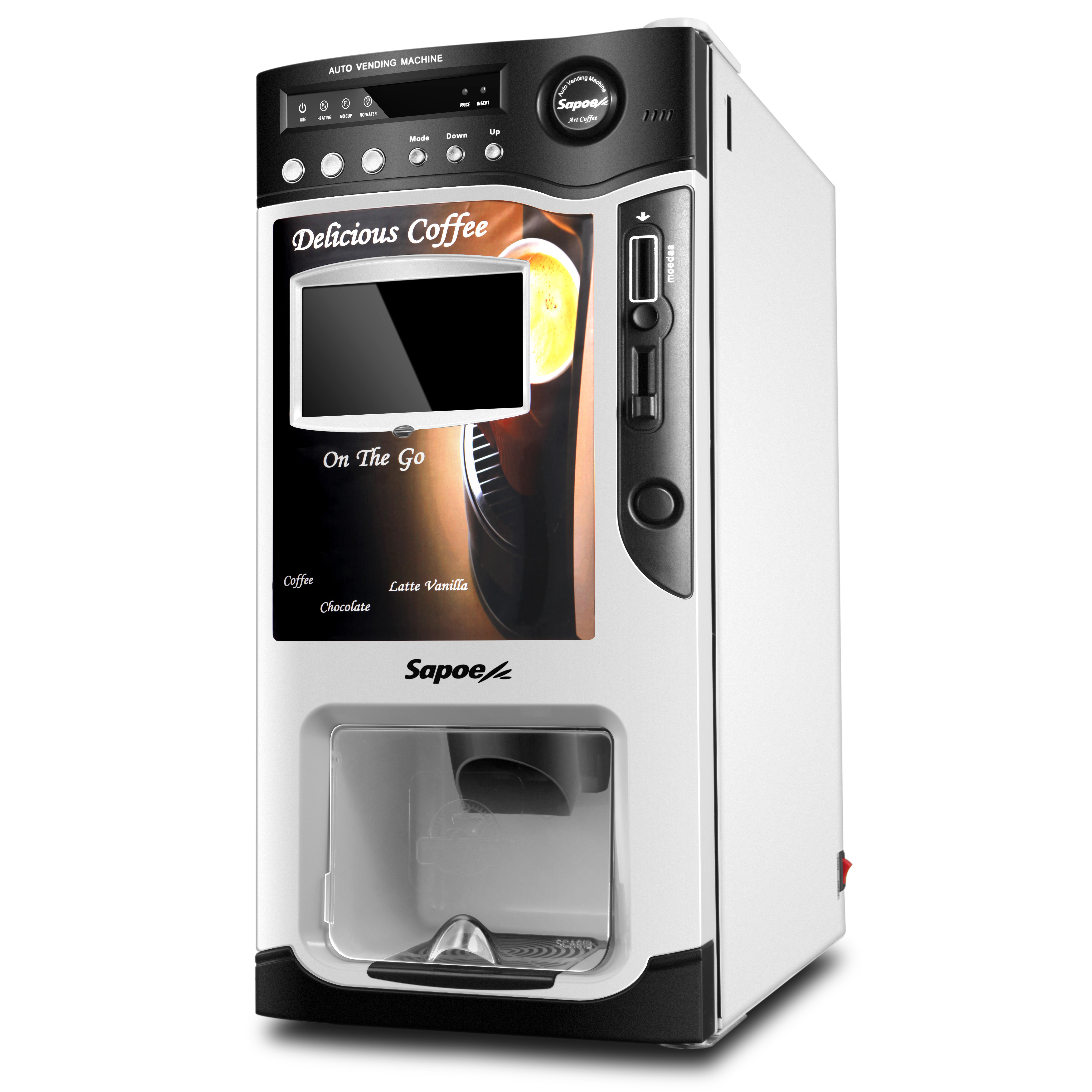 Sapoe 7 inch LCD display 3 different kinds coin operated coffee vending machine