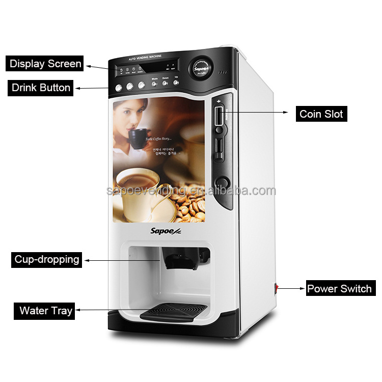 Profitable Simple Automatic Intelligent 3 in 1 coffee drinks Electronic 24 hours korean coffee vending machine