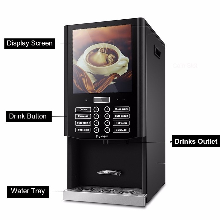 Cappuccino Equipment Automatic Expresso Coffee Vending Machine Professional Coffee Mix Dispenser for Sales