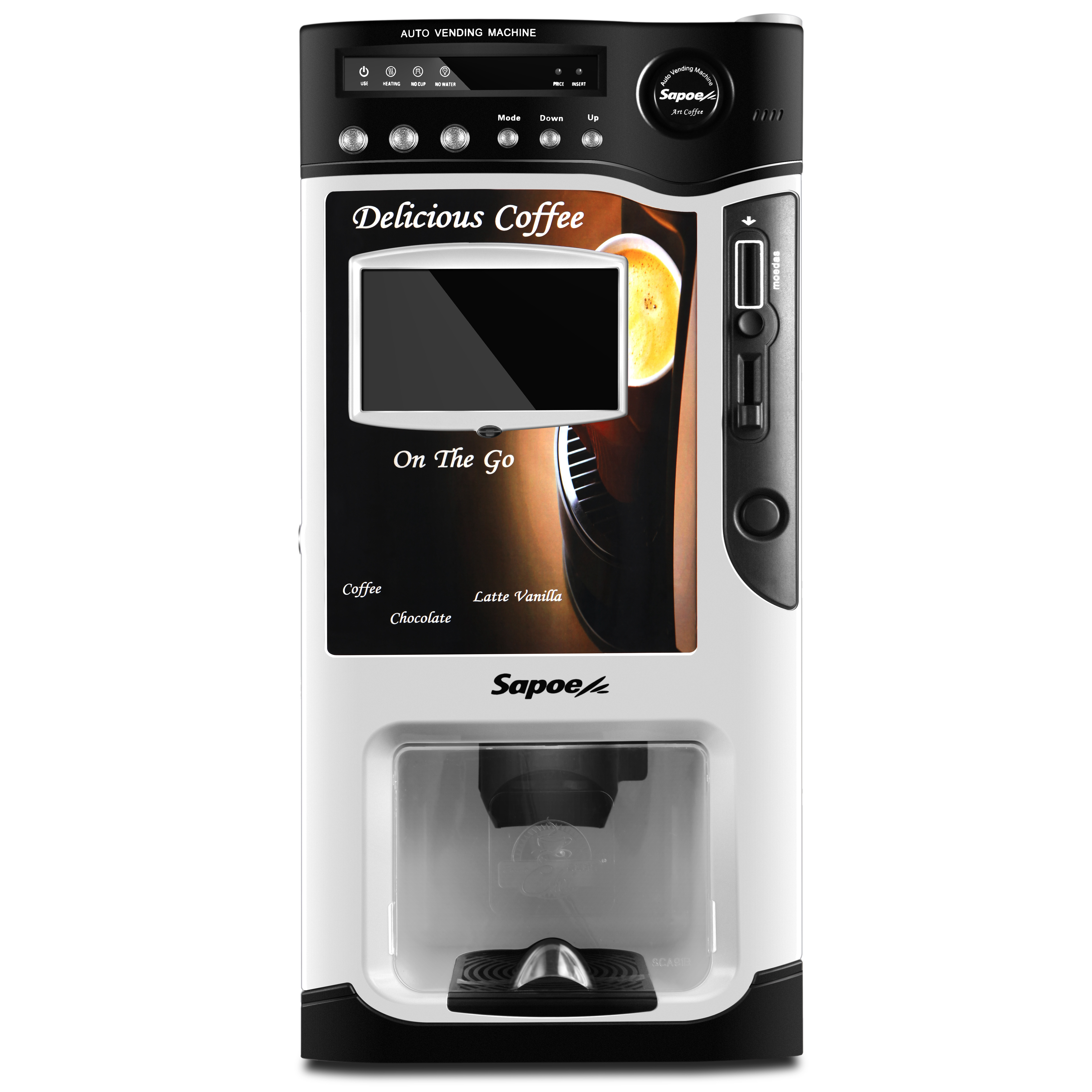 Sapoe 7 inch LCD display 3 different kinds coin operated coffee vending machine