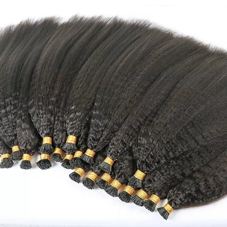 Wholesale Microlink I tips Human Keratin Extensions Raw Virgin Hair Micro Links Afro Kinky Straight I Tip Hair Extensions