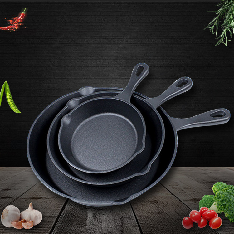 Pre Seasoned Cookware Sets cast iron skillet egg frying pan set for induction cookers