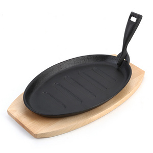 Cast Iron Fajita skillet Sizzling plate With Removable Handle