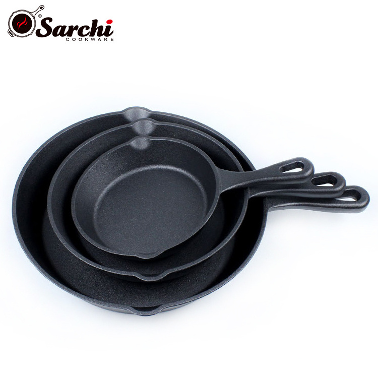 Pre Seasoned Cookware Sets cast iron skillet egg frying pan set for induction cookers