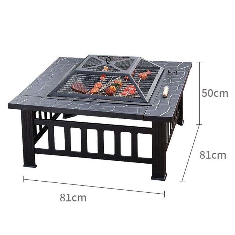 Wood Burning Fire Pit Tables Outdoor Metal Brazier with Waterproof Cover