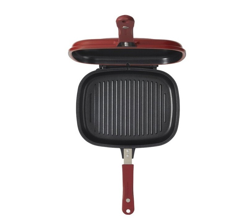 Non-stick rectangular double sided grill pan