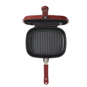 Non-stick rectangular double sided grill pan