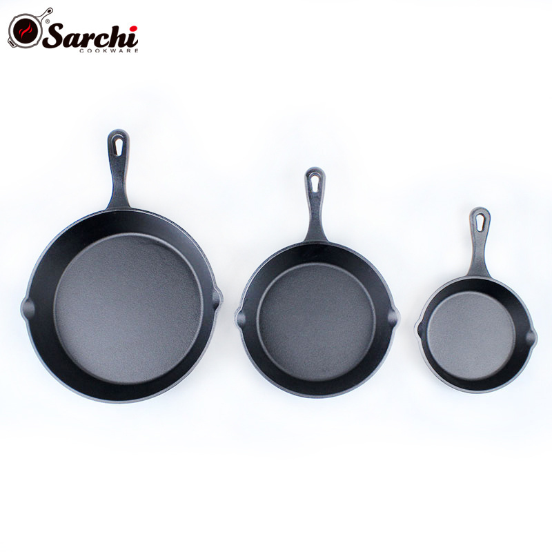 Pre Seasoned Cookware Sets cast iron skillet egg frying pan set for induction cookers