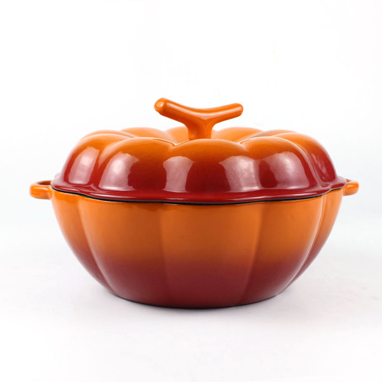 enamel round cast iron stock pot pumpkin shaped casserole