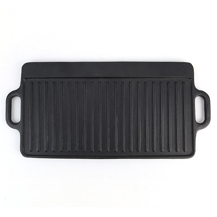 camp double sided reversible cast iron bbq grill pan for sale