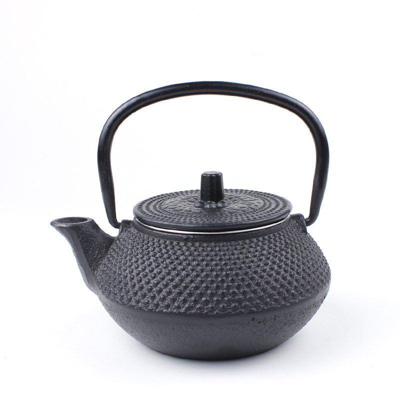 chinese black decorative metal cast iron enamel tea pot set