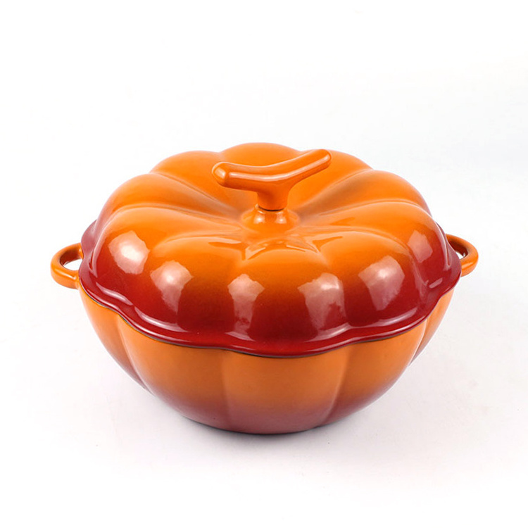 enamel round cast iron stock pot pumpkin shaped casserole