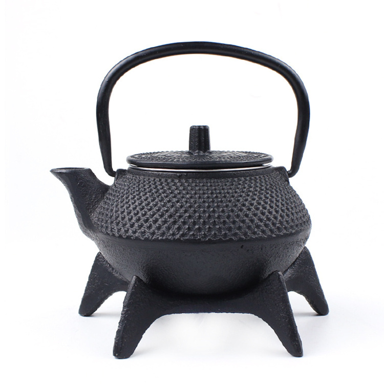 chinese black decorative metal cast iron enamel tea pot set