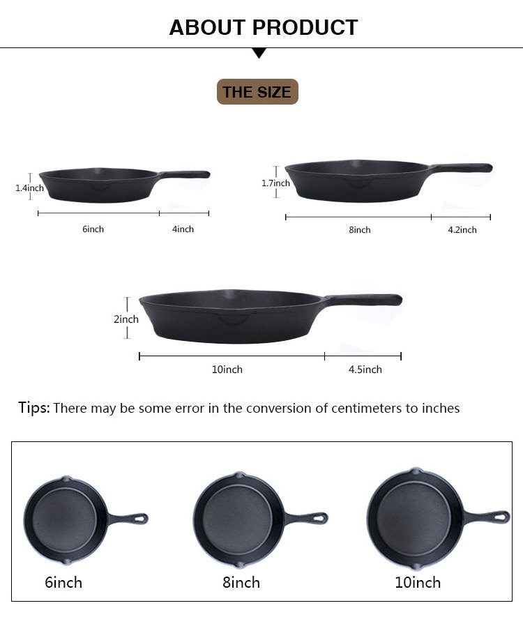 Pre Seasoned Cookware Sets cast iron skillet egg frying pan set for induction cookers