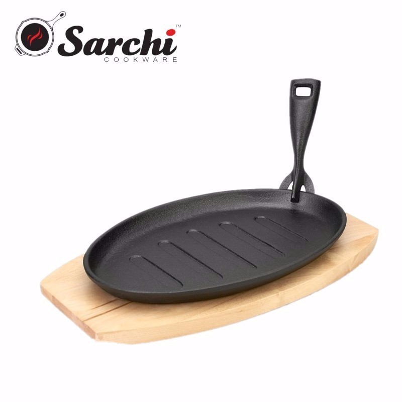 Cast Iron Fajita skillet Sizzling plate With Removable Handle