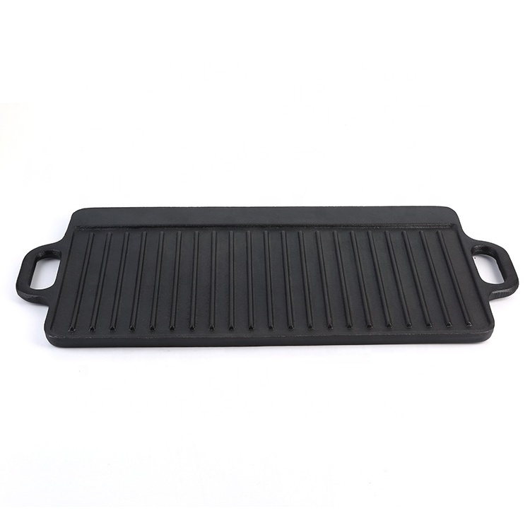 camp double sided reversible cast iron bbq grill pan for sale