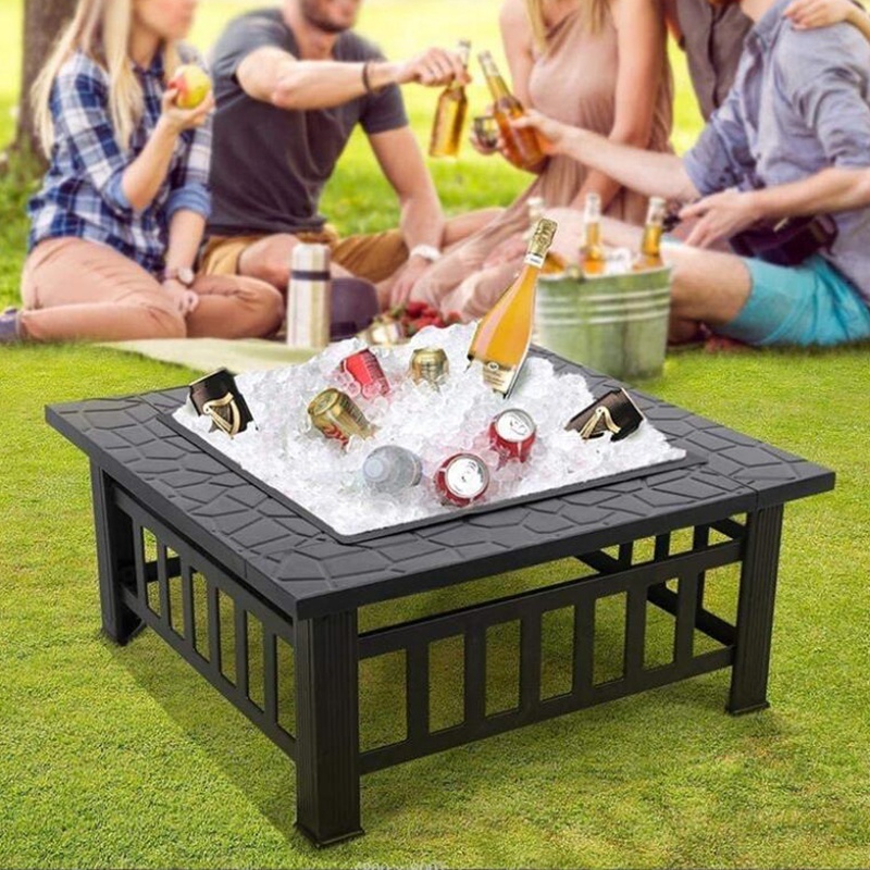 Wood Burning Fire Pit Tables Outdoor Metal Brazier with Waterproof Cover