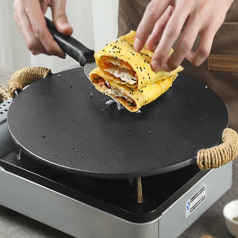 Cast Iron Induction Crepes Pan Baking Cookie Tawa Pan Uncoated Pizza Pan