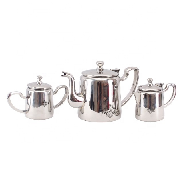 High Quality Steel Premium Tea Set|1 Milk Pot 1 Tea Pot 1 Sugar Pot At Wholesale Price Steel Premium Tea Set|1 Milk Pot 1 Teapot