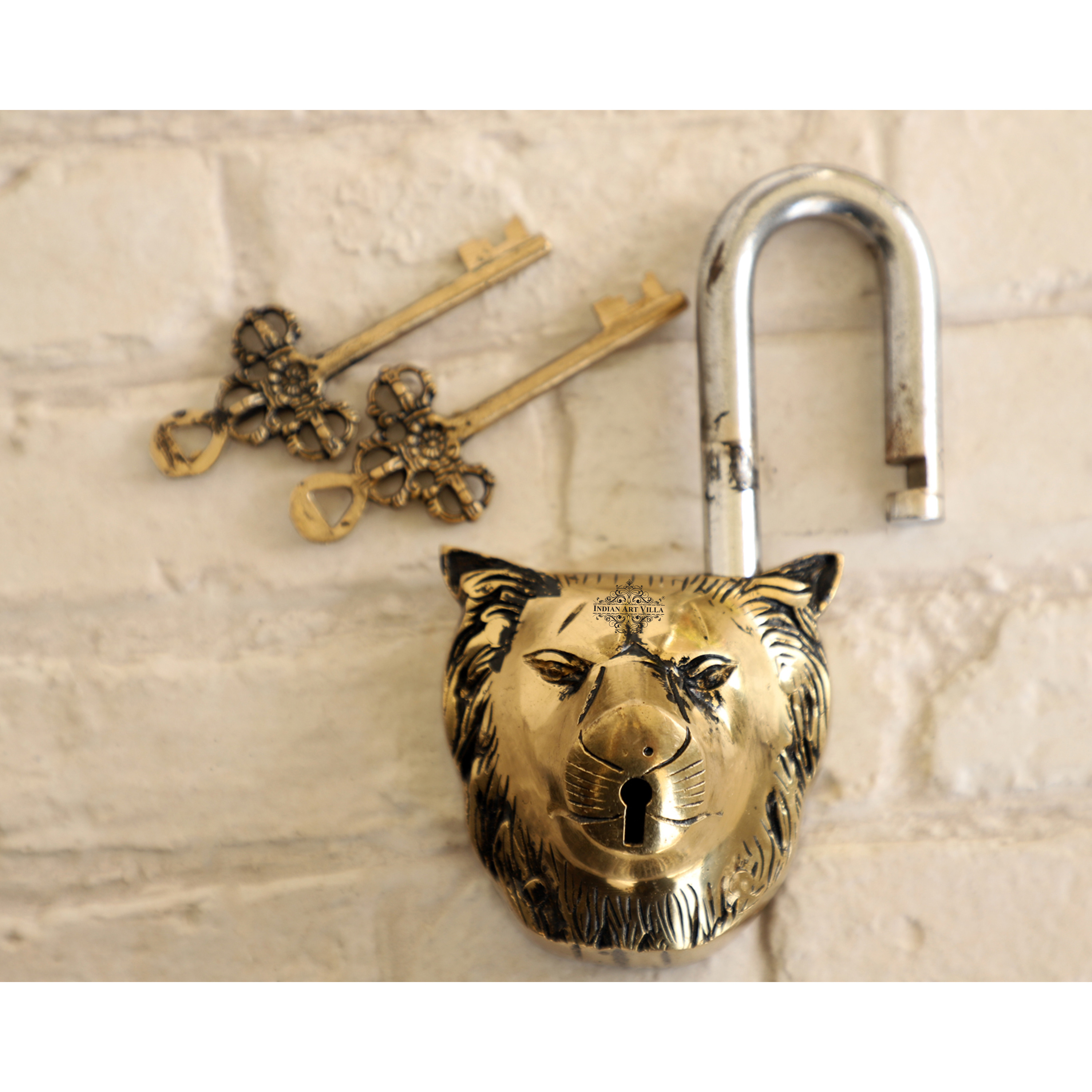 Unique Brass Lock At Discount Price Brass Lion Face Design Lock Home Hotel Temple Gift Item Supplier & Manufacturer From India