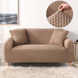 Factory wholesale Sofa Covers Elastic Stretch Three-seat Sofa Light Luxury Style Seersucker Solid Color Sofa Covers For Living R