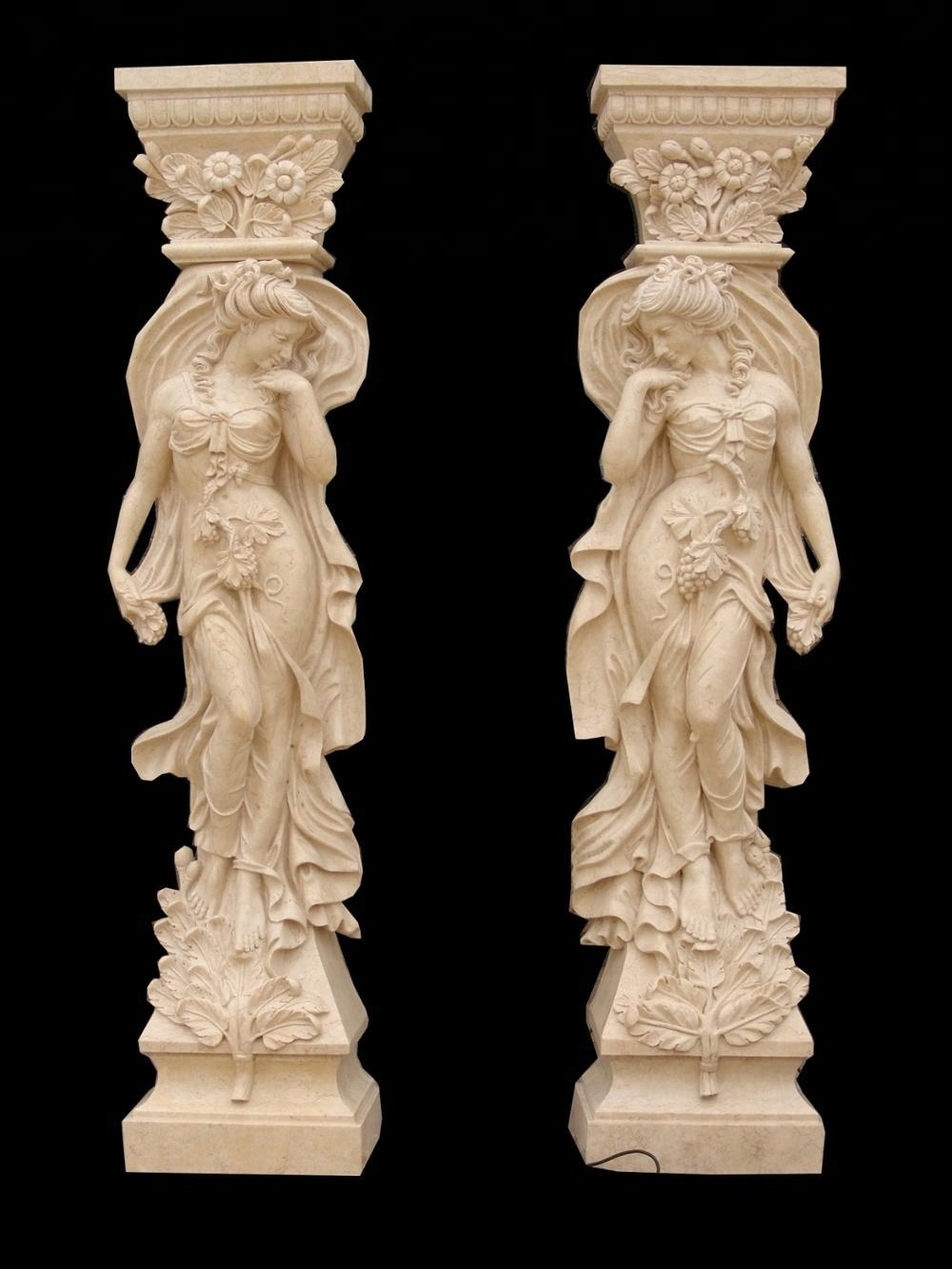 Natural stone anta lady column statue