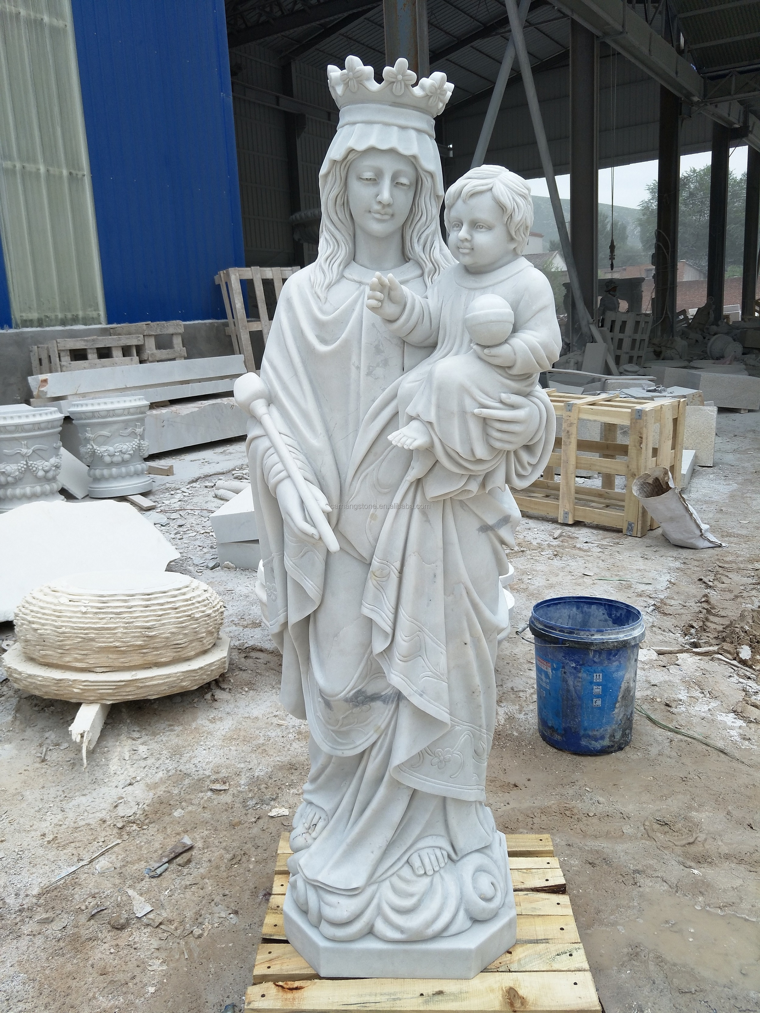 Decorative Church Life Size Catholic Religious Statue Marble Virgin Mary And Baby Jesus Sculpture Stone Mother Mary Statues