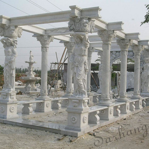 2018 hot sale natural marble made hand carved garden roman stone gazebo