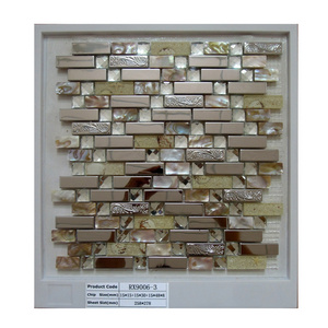 stainless steel metal, shell, glass and stone mosaic tiles for wall kitchen backsplash