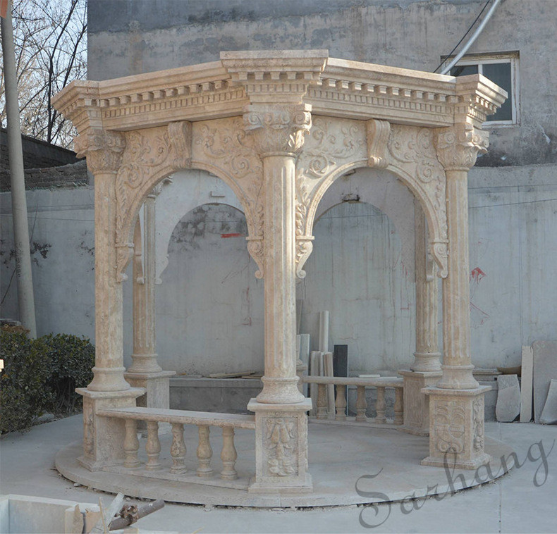 Roma Style Good Price Natural White Marble Stone Greek Statues Gazebo