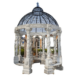 High quality hand carved outdoor life size marble round gazebo