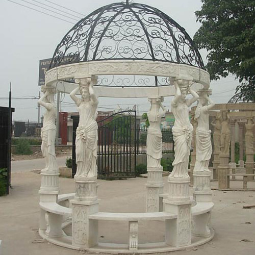 High quality hand carved outdoor life size marble round gazebo